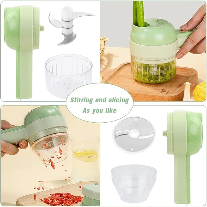Electric Vegetable Cutter Set - 4 in 1 Portable,