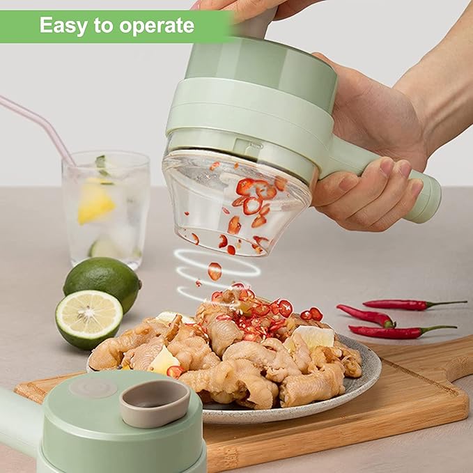 Electric Vegetable Cutter Set - 4 in 1 Portable,