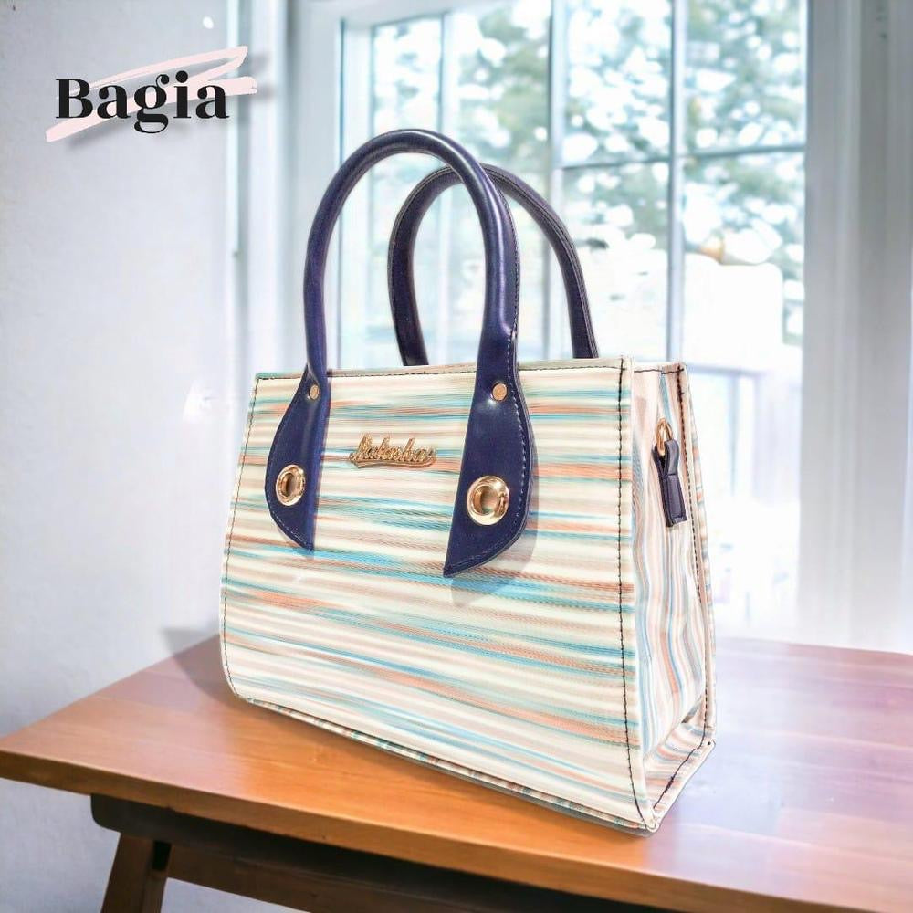 Women's patent printed top hand bag