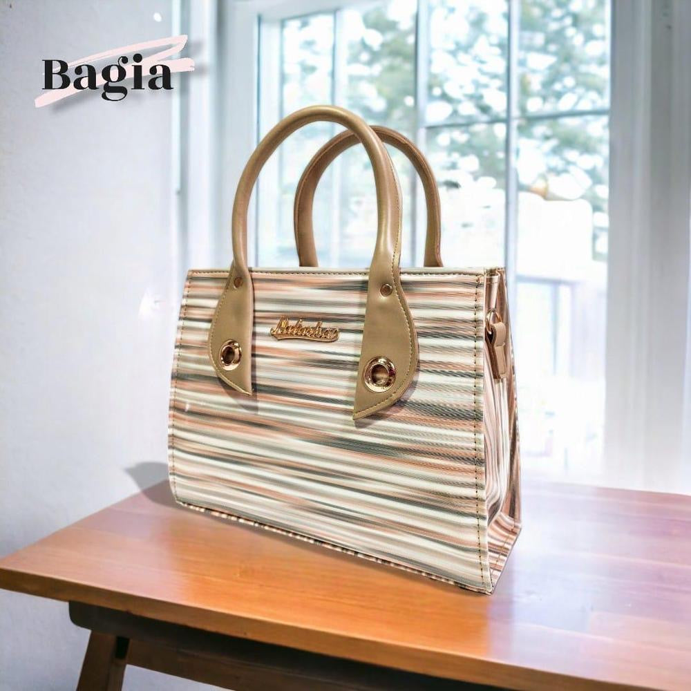 Women's patent printed top hand bag