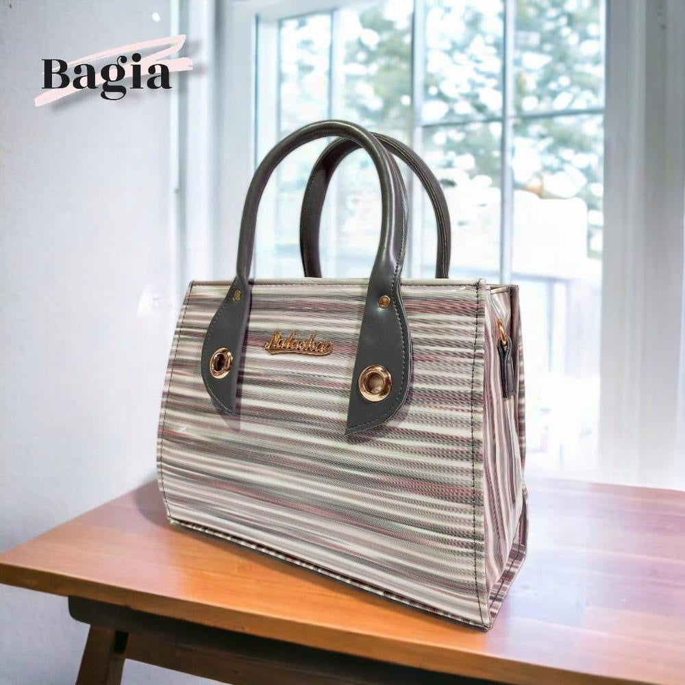 Women's patent printed top hand bag